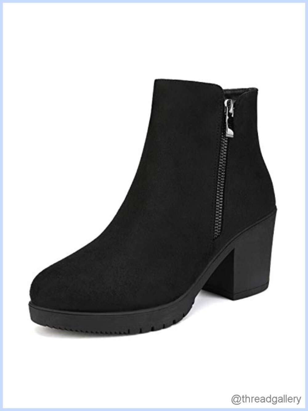 Women's Chunky Heel Platform Ankle Boots Vegan Leather Chelsea Booties